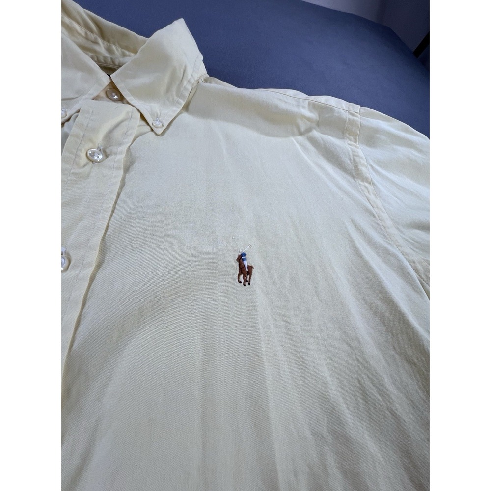 Ralph Lauren Yarmouth Soft Yellow Oxford Button Down Casual Shirt Mens 17 34/35 - Picture 4 of 13